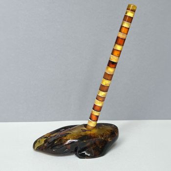 Dark yellow amber inkwell holder