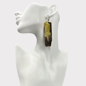 Expressive clear greenish amber moss earrings and pendant set