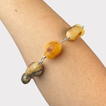 Pretty matt speckled amber bean bracelet