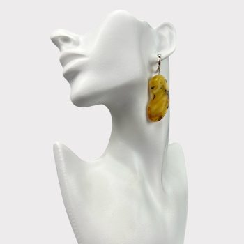 Fine aubergine-shaped cut yellow amber earrings