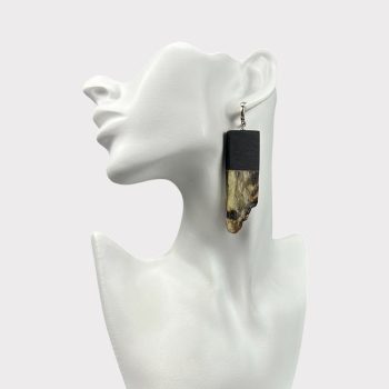 Expressive speckled matt amber earrings with black oak