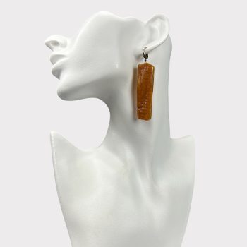 Gorgeous rich yellow amber earrings with natural bark
