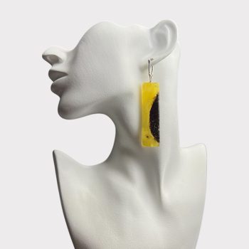 Gorgeous greenish amber earrings with moss