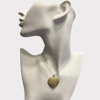 Stylish Amber Heart Pendant in Shiny Foam Amber