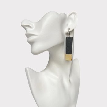 Stylish matt yellow amber earrings with black oak
