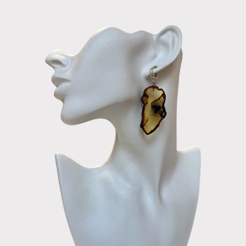 Stylish clear cut amber earrings