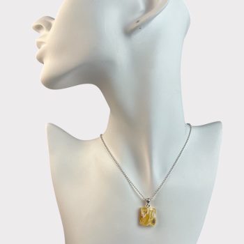 Minimalist yellow landscape amber necklace