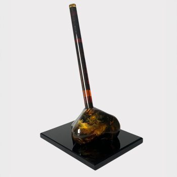 Solid dark amber inkwell stand