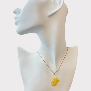 Stylish engraved yellow amber necklace Turtle