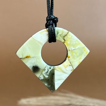 Stylish set of landscape amber with black oak earrings and necklace pendant