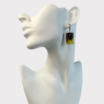 Stylish clear amber earrings with moss