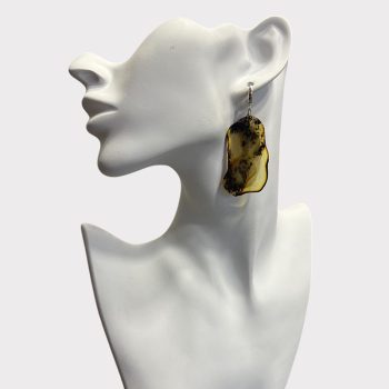 Fine abstract cut amber earrings