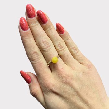Stylish faceted yellow amber bracelet and ring set