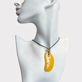 Playful banana-shaped yellow amber necklace