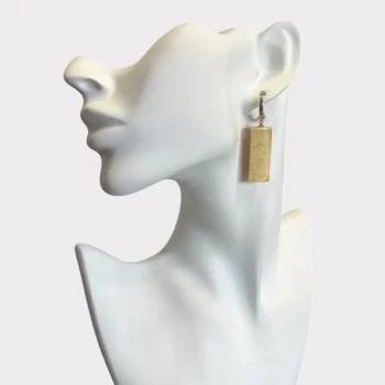 Expressive elongated landscape amber earrings with natural bark
