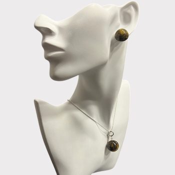 Youthful set of shiny amber amber earrings and necklace pendant