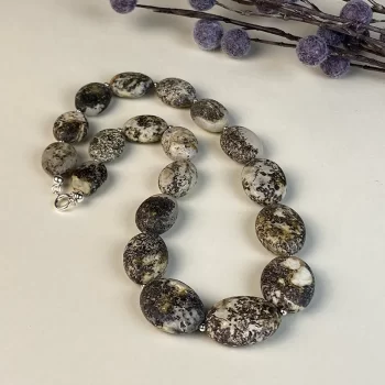 Chic matt speckled amber necklace and bracelet set