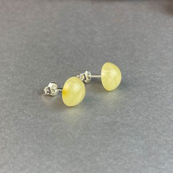 Stylish set of landscape amber earrings and pendant