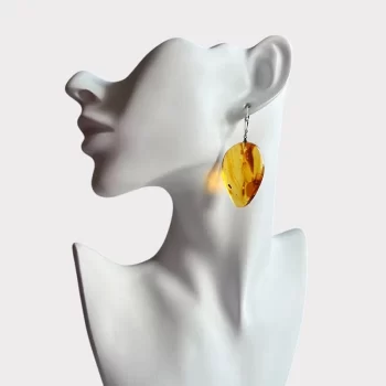 Delicate expressive clear amber earrings