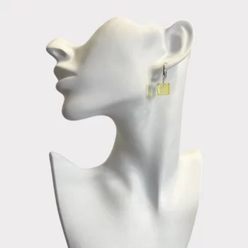 Playful cube-shaped clear amber earrings