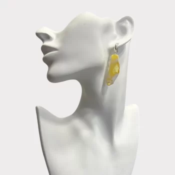 Charming cut yellow landscape amber earrings