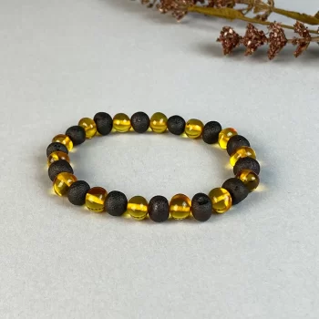 Stylish clear and matte black amber pebble bracelet