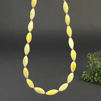 Fine amber bean necklace in shiny landscape amber 2