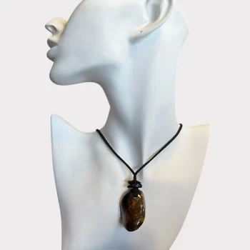 Fine dark yellow amber men's necklace 2