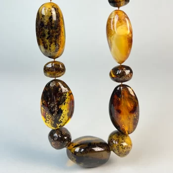 Spectacular massive amber pebble necklace with moss 2