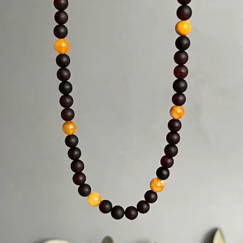 Stunning black and light amber bead necklace with charm pendant 2