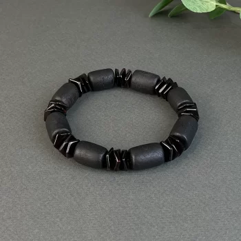 Men's stylish black oak and dark cherry amber bracelet