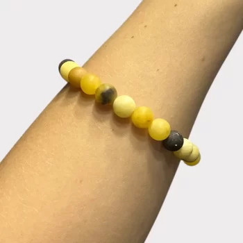 Men's bracelet in matt mottled amber beads 2