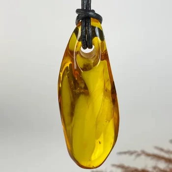 Stylish clear amber with inlay men's necklace