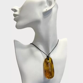 Stylish clear amber with mosquito inlay men's necklace 3