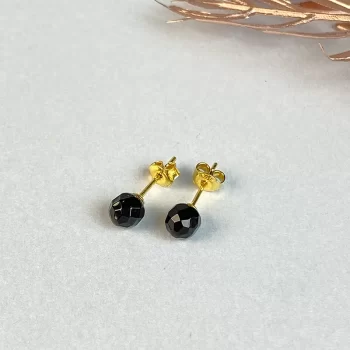 Chic faceted black amber necklace with pendant and earrings set 2