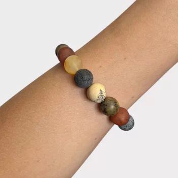 Pretty bracelet of frosted speckled amber balls resembling celestial bodies 2