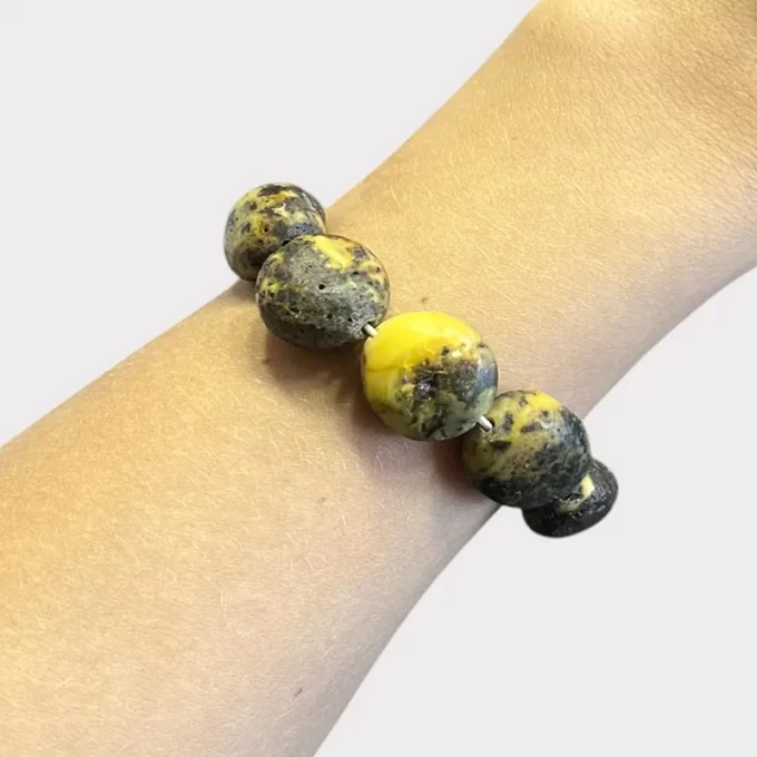 Fine matt speckled amber necklace and bracelet set 4
