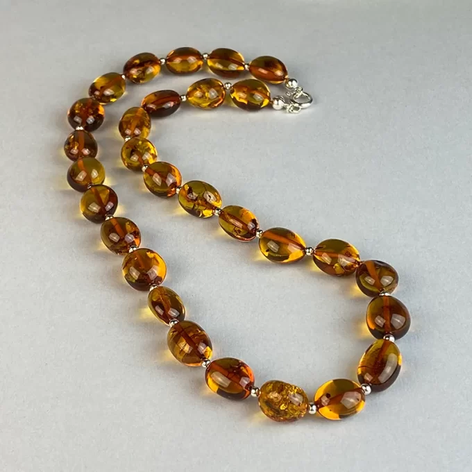 Chic honey coloured amber necklace, earrings and bracelet set 3