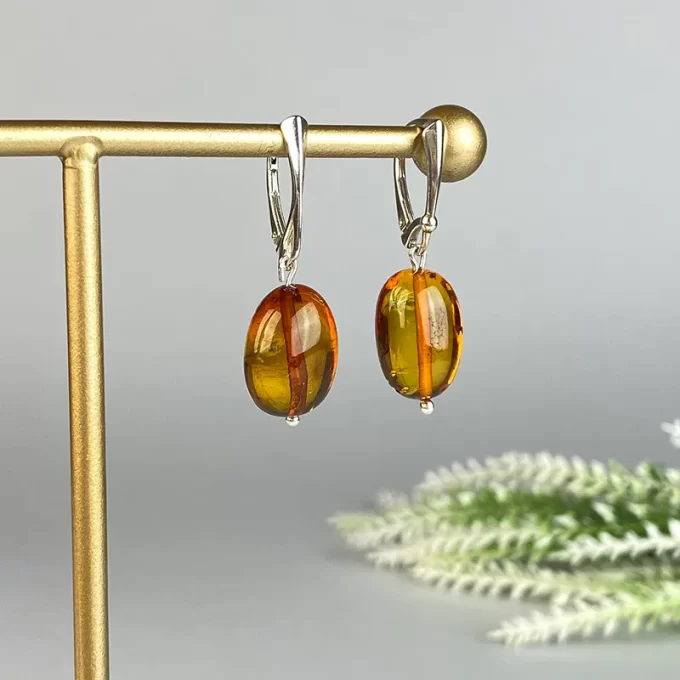 Chic honey coloured amber necklace, earrings and bracelet set 4