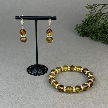 Gorgeous faceted yellow amber amber bracelet and earrings set
