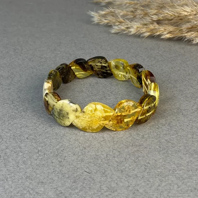 Stylish braided speckled amber bracelet