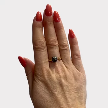Playful speckled amber ring and earring tacks set 2