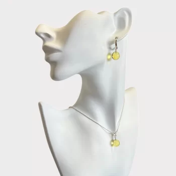Playful clear amber earrings and pendant set 2