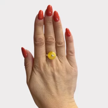 Adorable yellow amber ring and earrings set 2