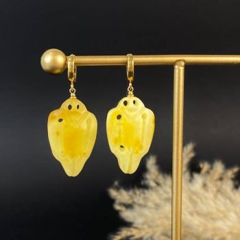 Modernūs ir stilingi gelsvo gintaro auskarai ''Kuršiai"