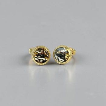 Prabangios vyriškos sąsagos su natūraliu peizažiniu gintaru