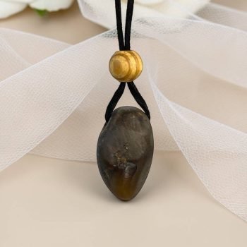 Rafinuotas ir stilingas tamsaus matinio gintaro kaklo pakabukas