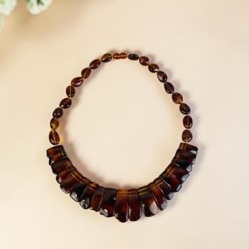 Įspūdinga blizgios vyšnios spalvos gintarinė koljė