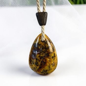 Įspūdingas ovalo formos margo gintaro kaklo pakabukas