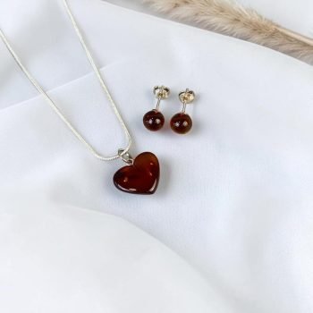 Minimalistinis ir romantiškas medaus spalvos gintaro rinkinys (2)